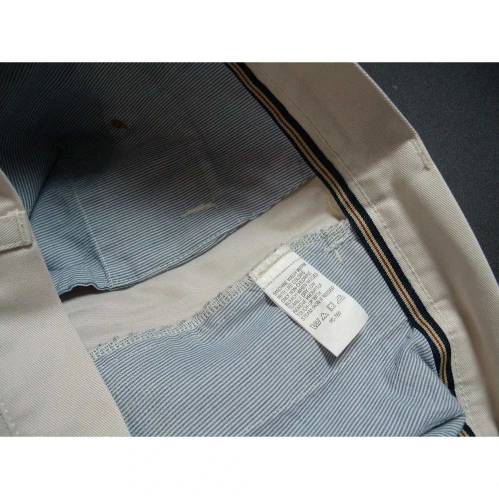 IZOD Mens 36x30 Beige Pleated Chino Comfort Cuffed Straight Leg Work Dress Pants